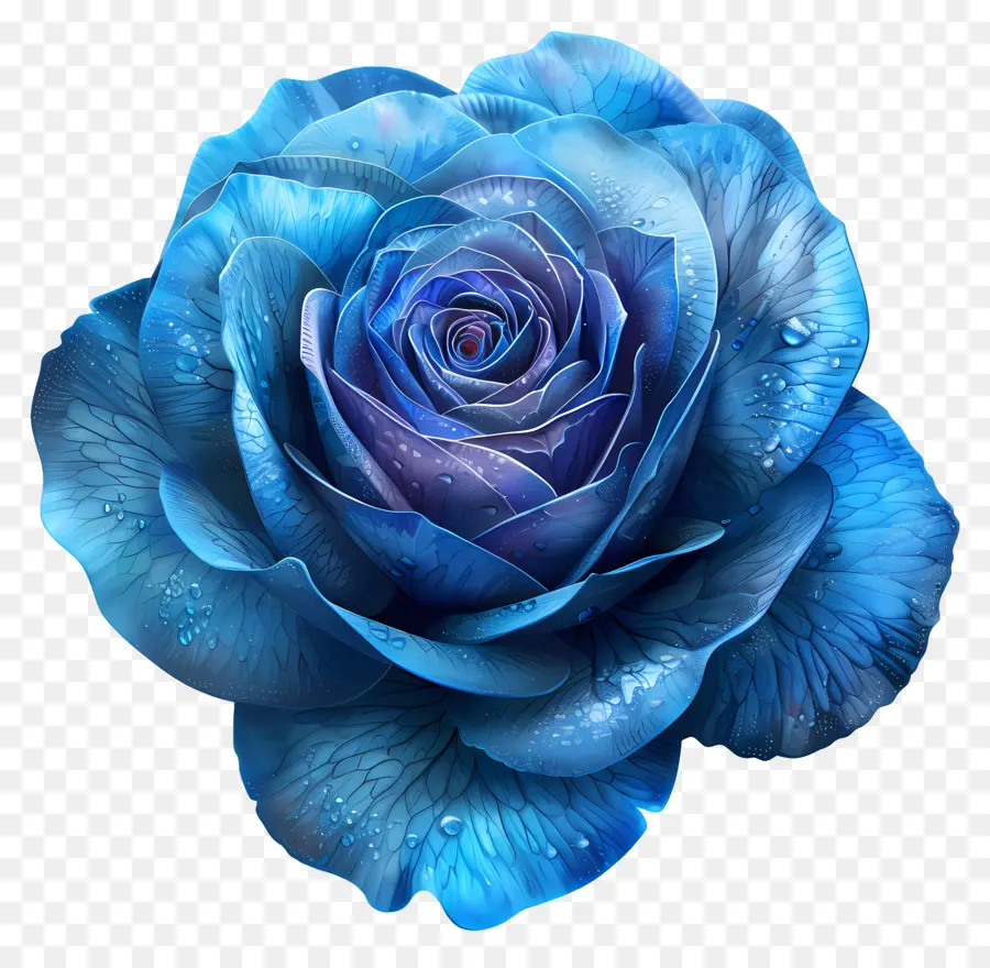 Rosa Azul，As Gotas De água PNG