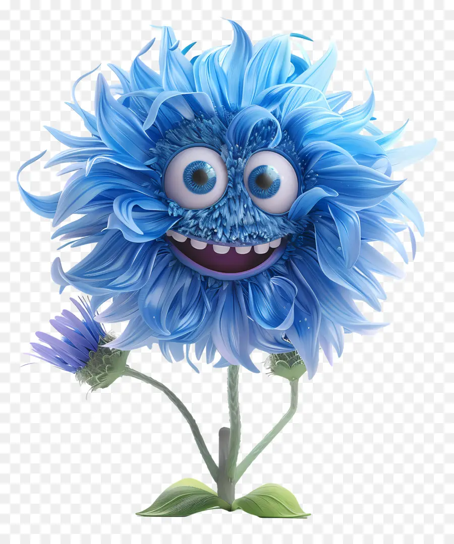 Flores De Desenhos Animados 3d，Flor Azul PNG