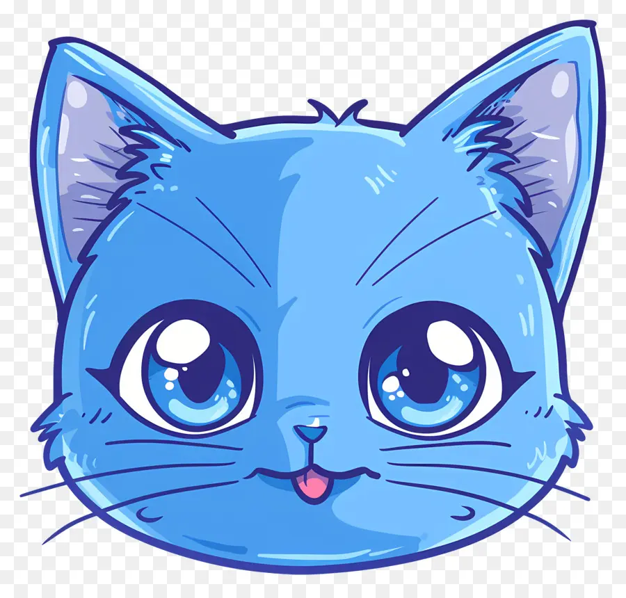 Face De Gato Azul，Blue Cartoon Cat PNG
