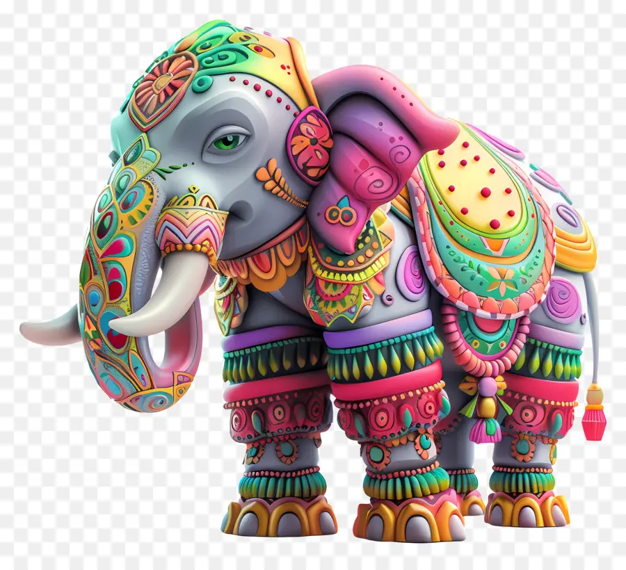 Festival Songkran，Elefante Colorido PNG