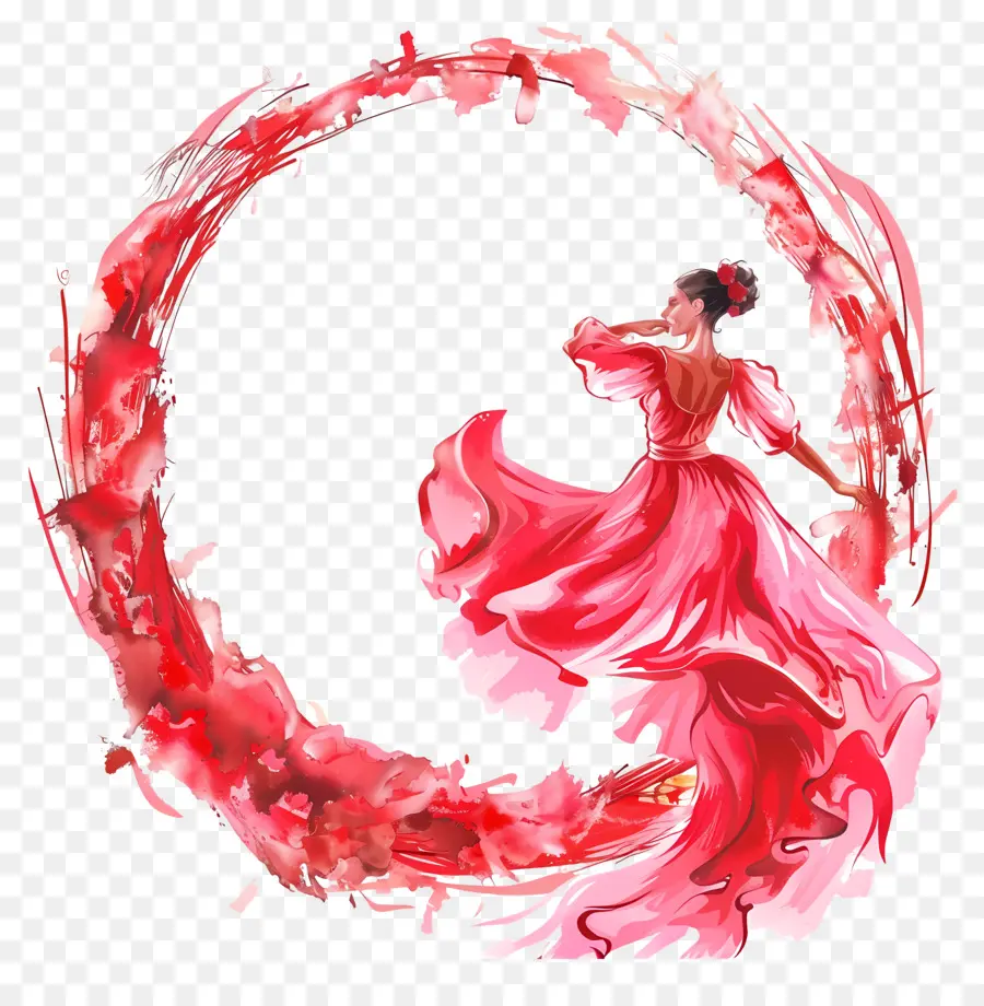 Quadro De Flamenco，Mulher Em Red Dress PNG