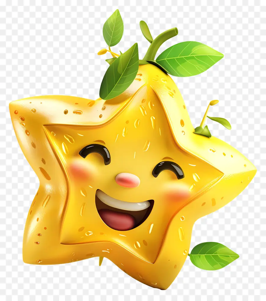 Fruta De Desenho Animado 3d，Sorrindo Estrelas PNG