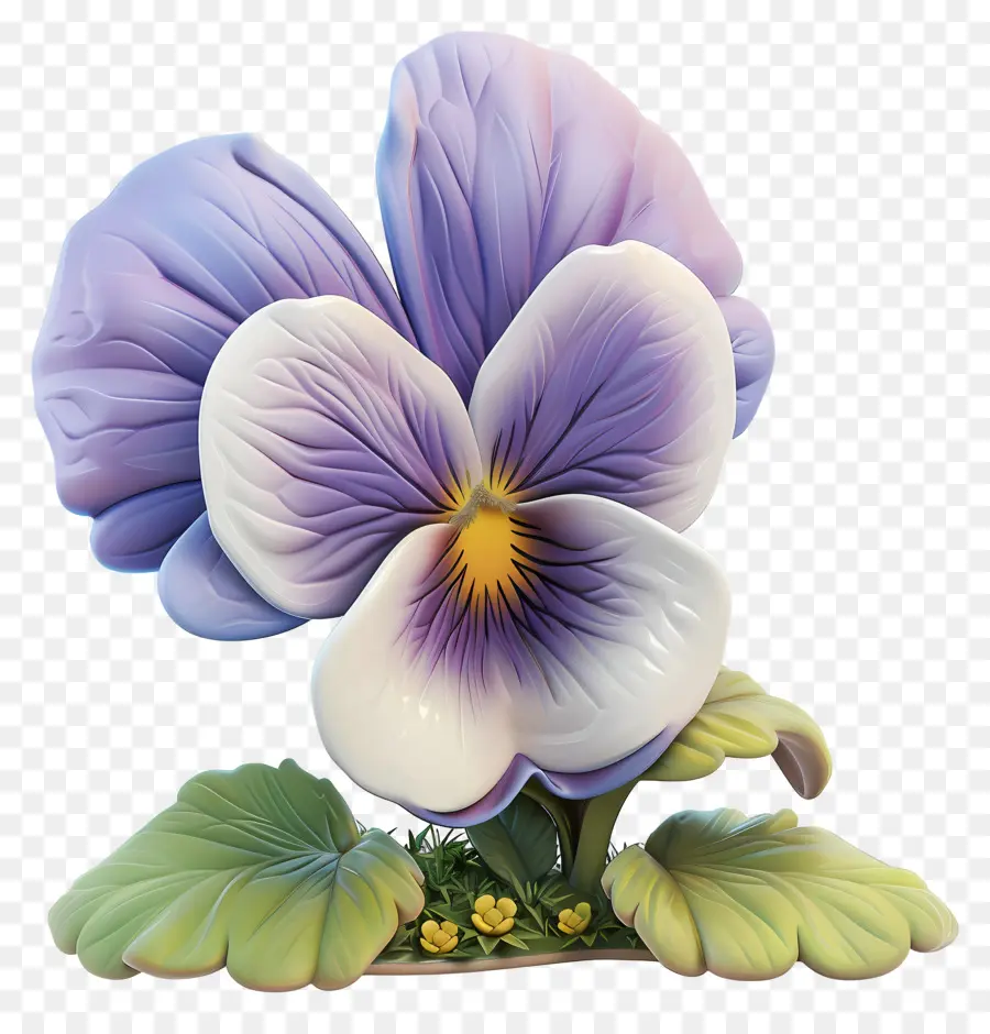 Flores De Desenhos Animados 3d，Planta De Pansy Roxa PNG