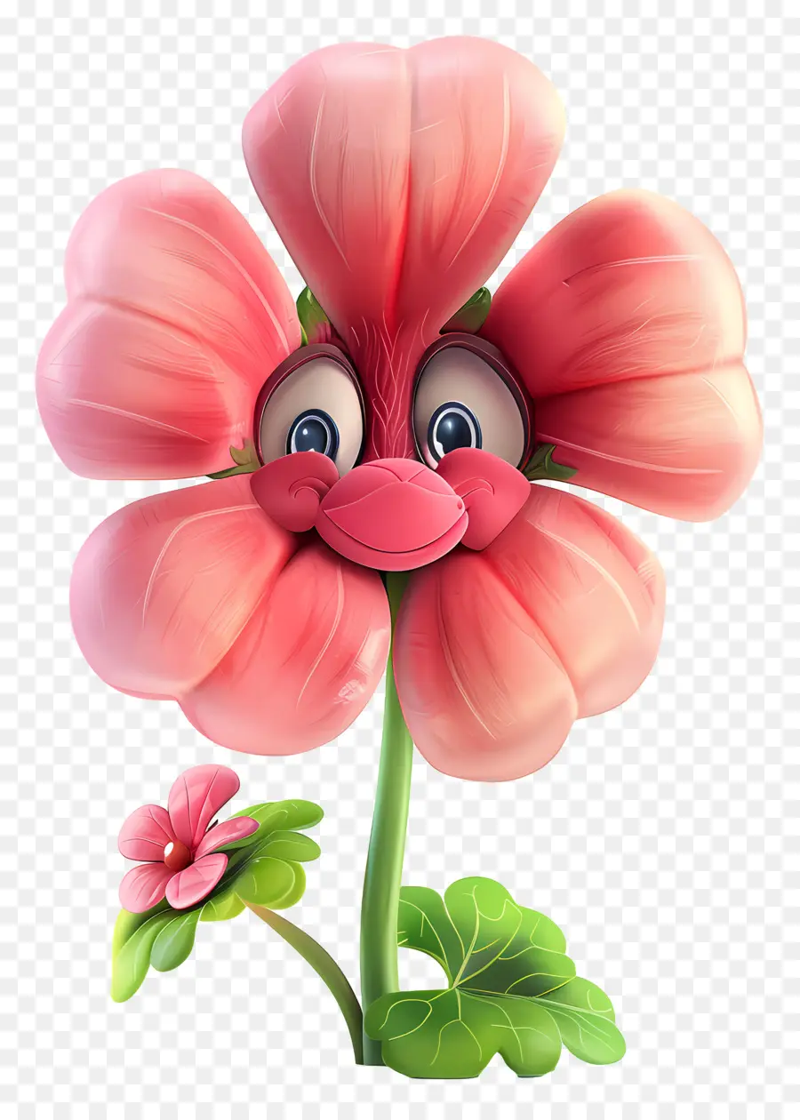 Flores De Desenhos Animados 3d，Flor Rosa PNG