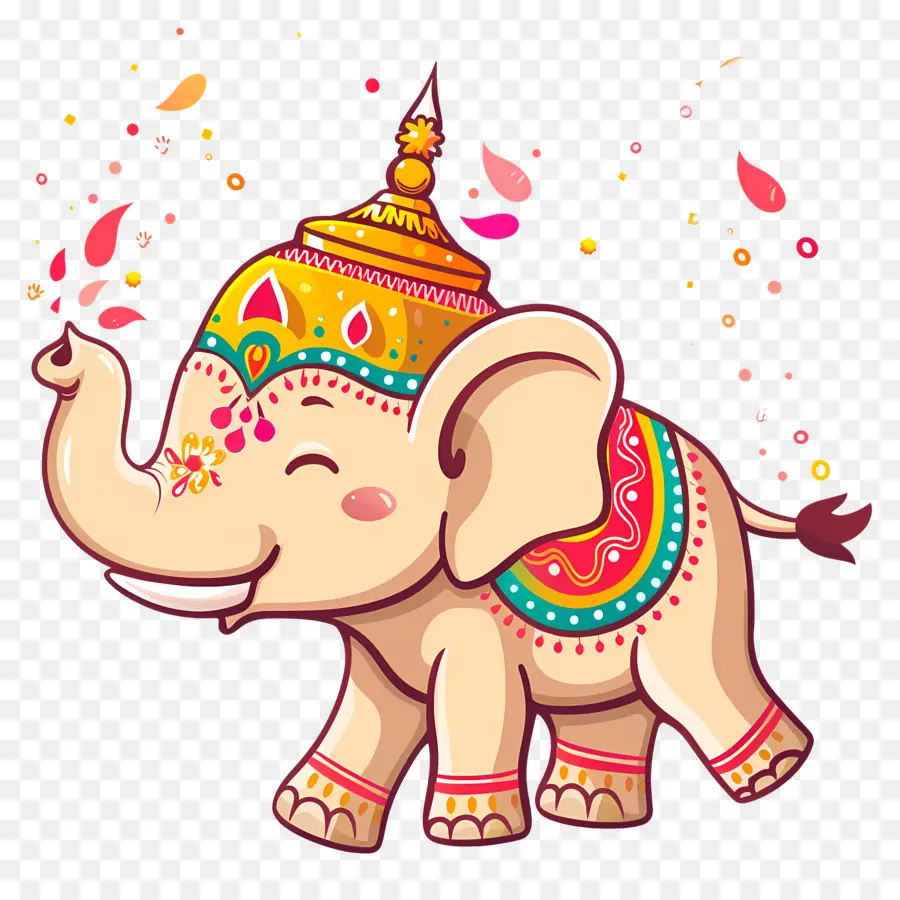 Festival Songkran，Cartoon Elefante PNG