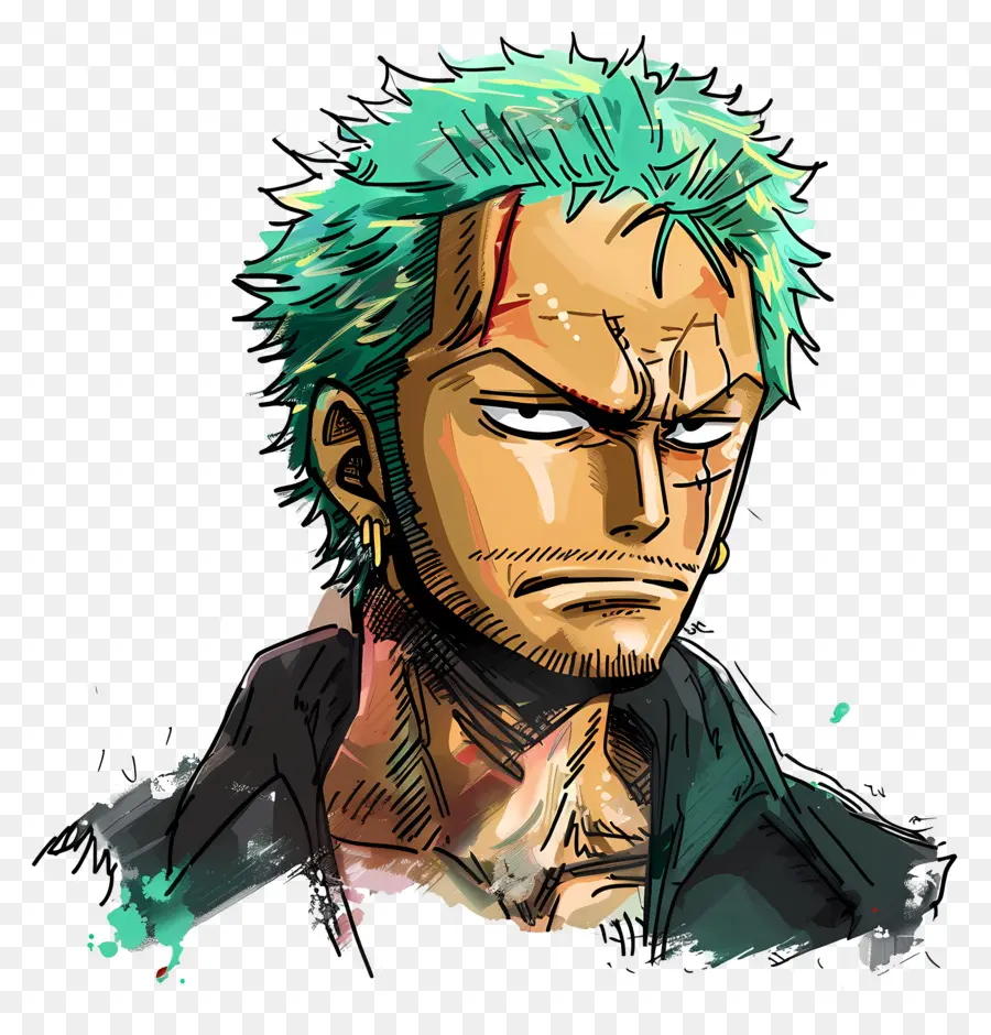 Zoro，Cabelo Verde PNG