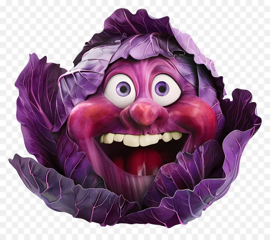 Vegetal De Desenhos Animados 3d，Repolho Roxo PNG