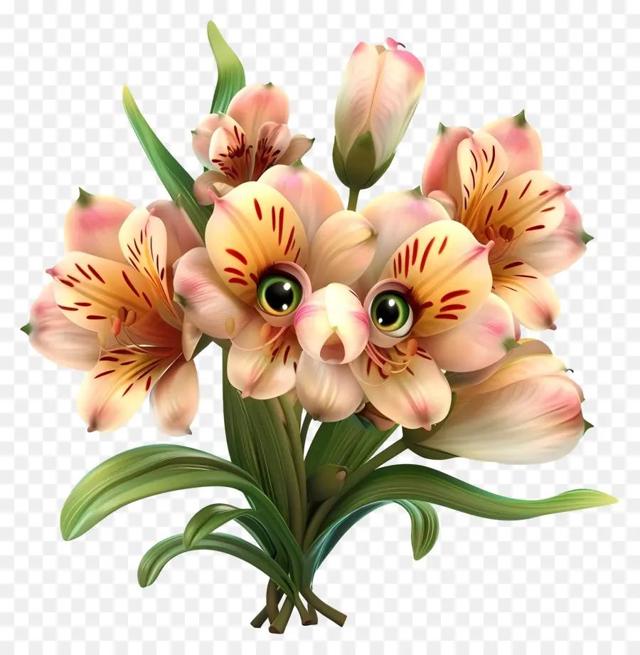 Flores De Desenhos Animados 3d，Lírios Cor De Rosa PNG