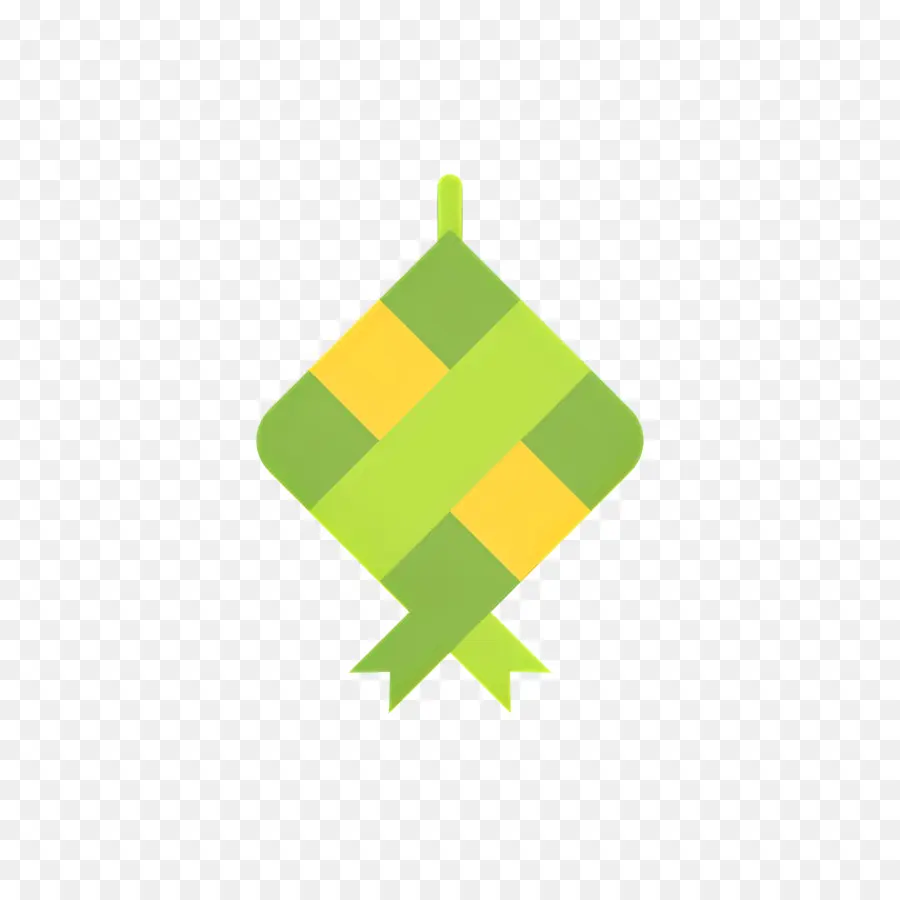 Ketupat，Ornamento Verde E Amarelo PNG