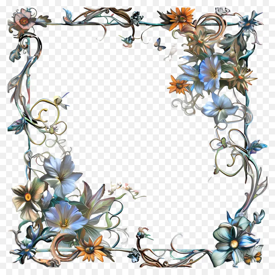 Photo Frame，Floral Moldura PNG