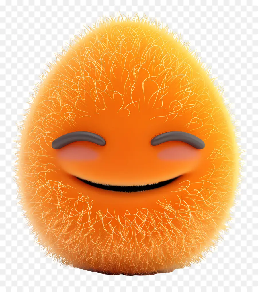 Cartoon 3d Fuzzy，Emoji Laranja PNG