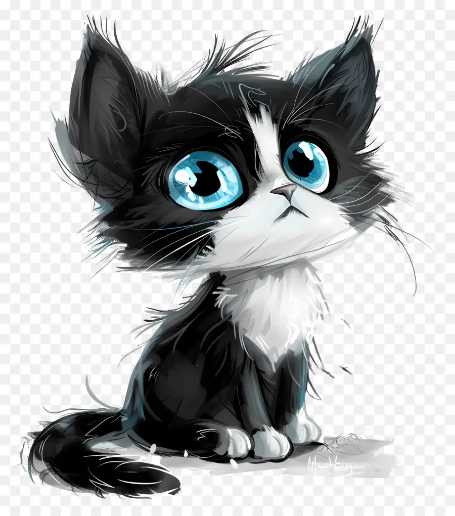 Bluey，Gatinho Preto E Branco PNG