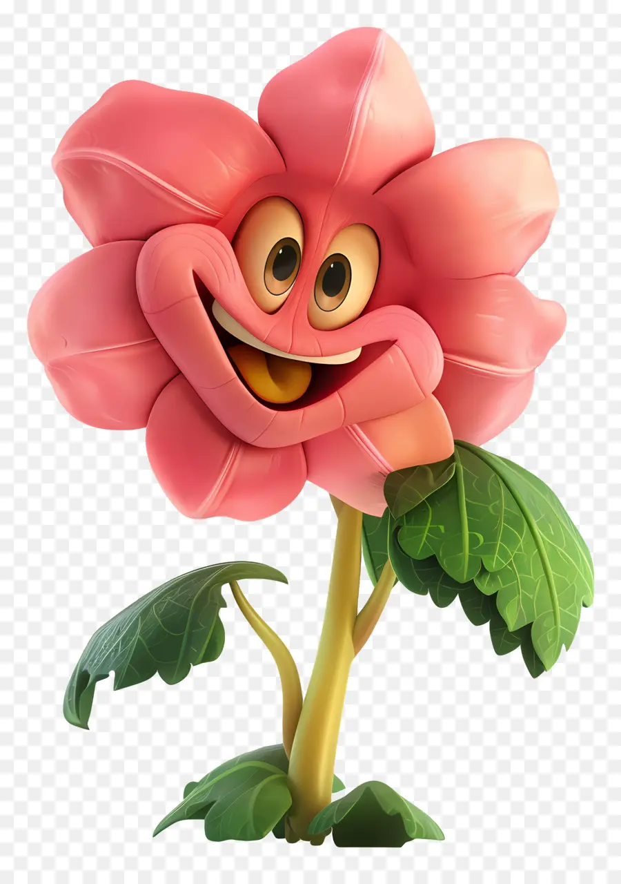 Flores De Desenhos Animados 3d，Flor Rosa PNG