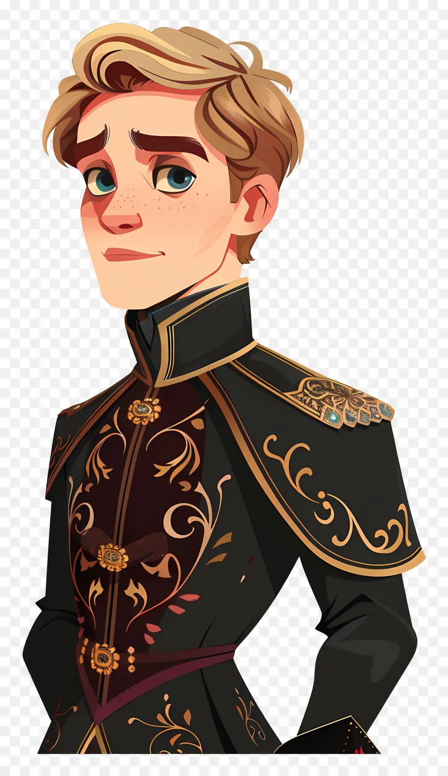 Príncipe Kristoff，Traje Preto E Dourado PNG