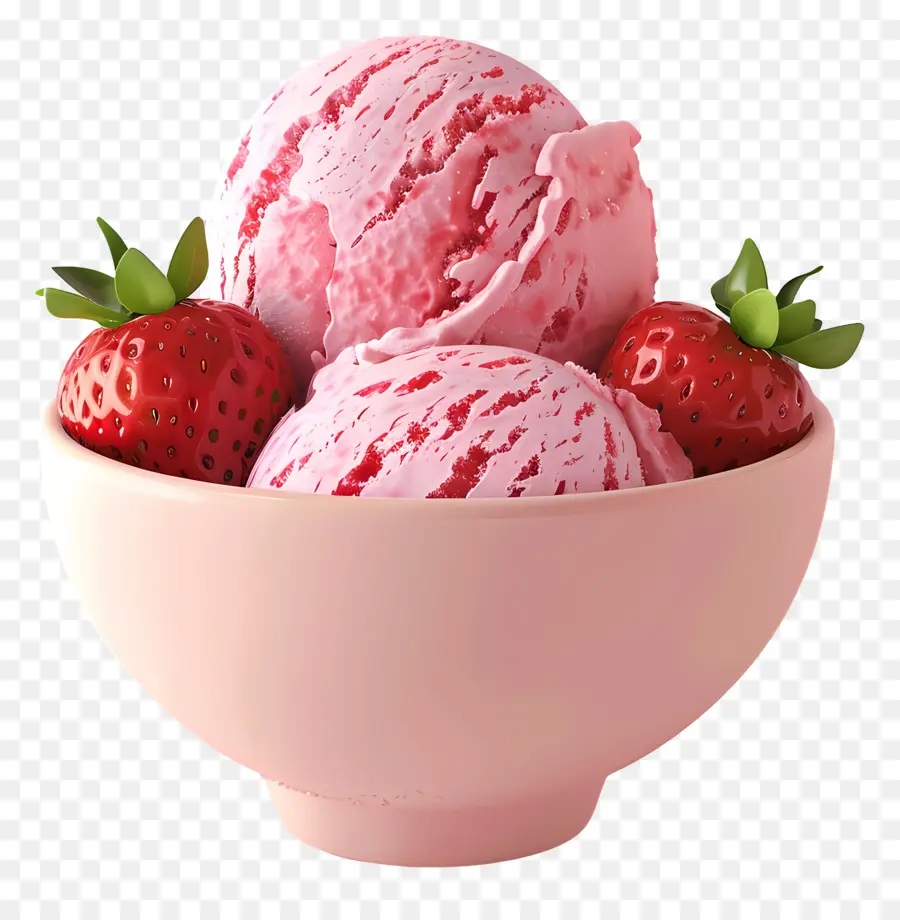 Sorvete De Morango，Gelado De Baunilha PNG