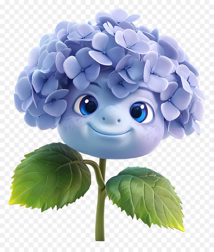 Flores De Desenho Animado 3d，Hortênsia Azul Dos Desenhos Animados PNG