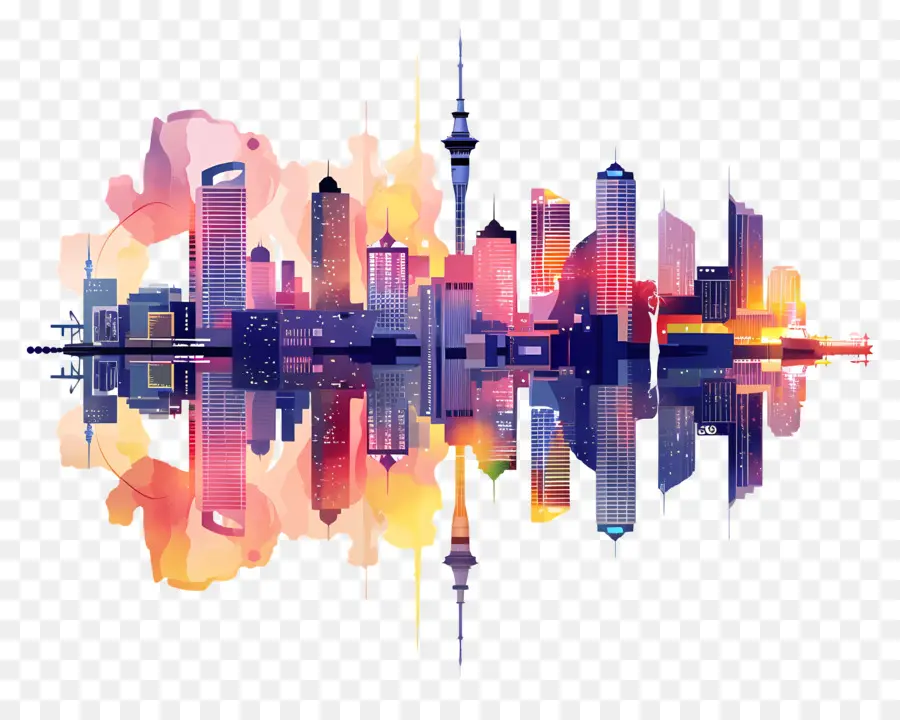 Auckland Skyline，Cidade Futurista PNG