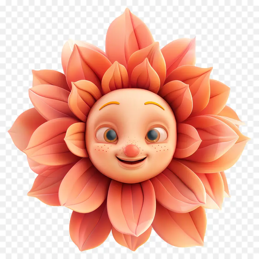 Flores De Desenhos Animados 3d，Feliz Desenho Animado De Girassol PNG