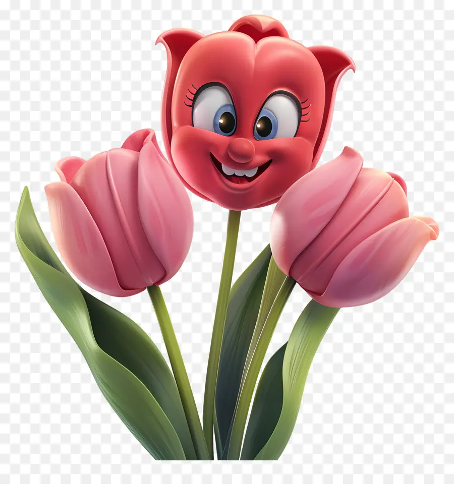 Flores De Desenhos Animados 3d，Rosa Tulipa PNG