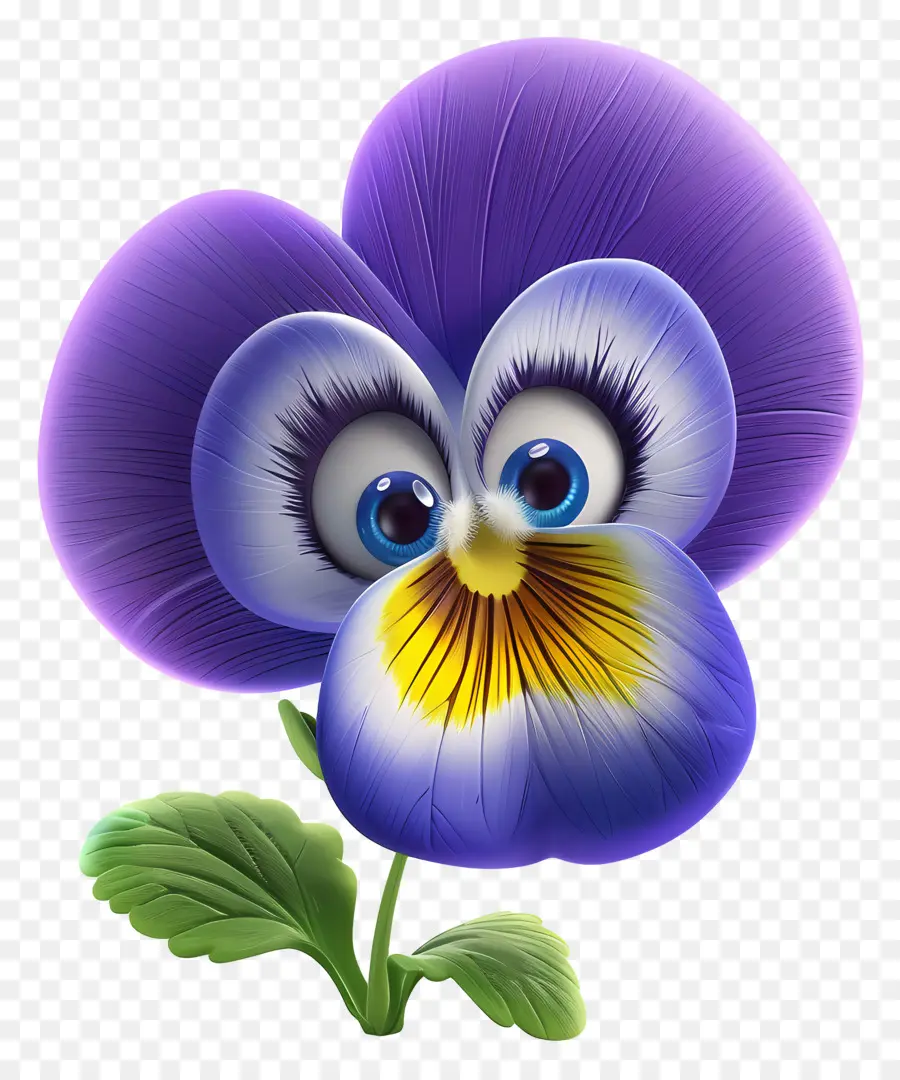 Flores De Desenhos Animados 3d，Pansy Roxo PNG