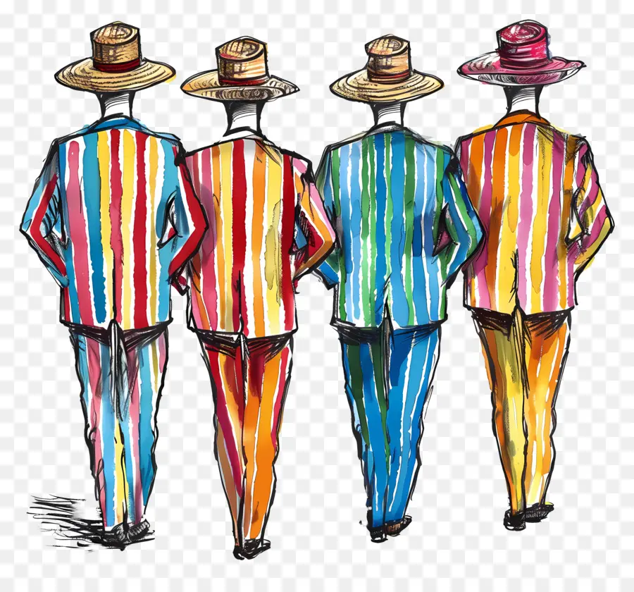 Barbershop Quartet，Homens Em Ternos Listrados PNG