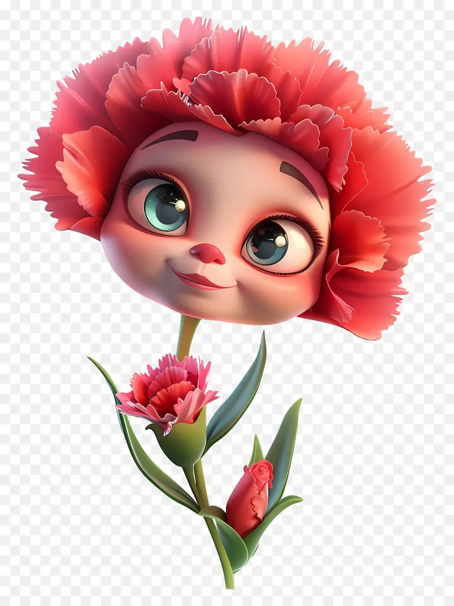 Flores De Desenhos Animados 3d，Garota Com Cabelo Encaracolado PNG