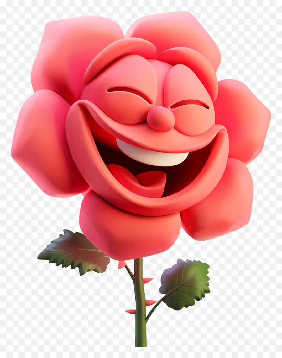 Flores De Desenhos Animados 3d，Rosa PNG