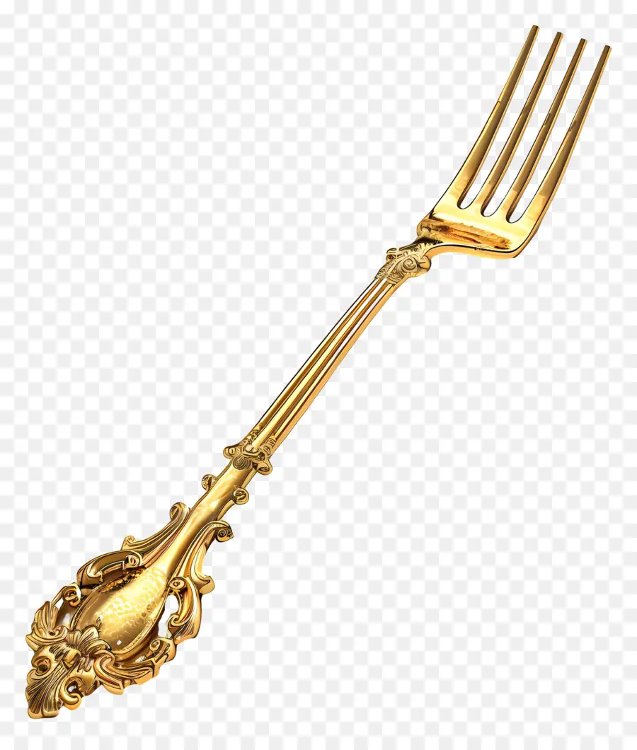 Gold Fork，Talheres PNG