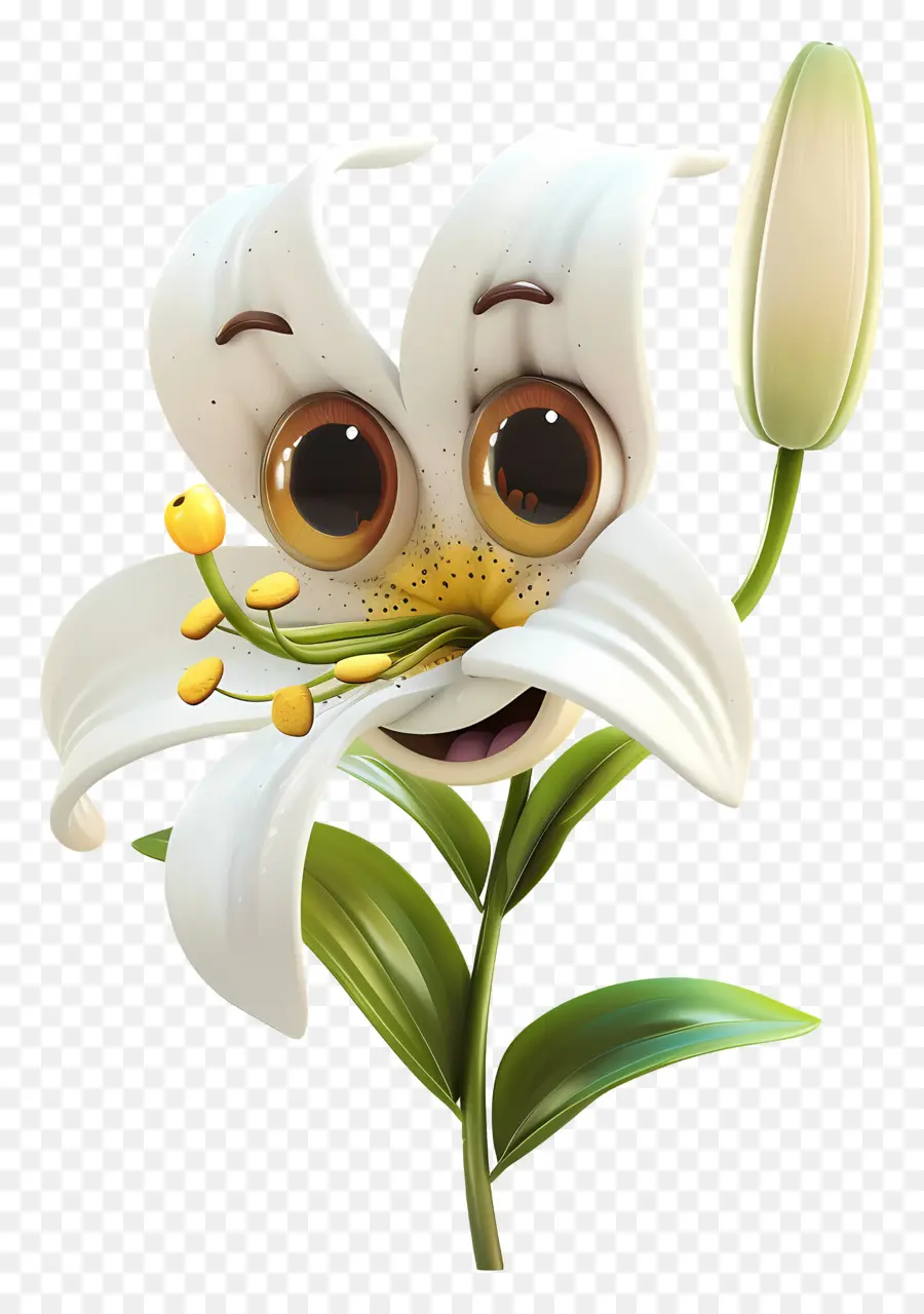 Flores De Desenhos Animados 3d，Lírio Branco PNG