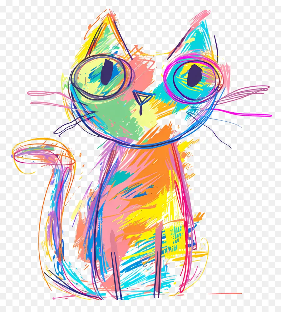Huh Cat，Gato Colorido PNG