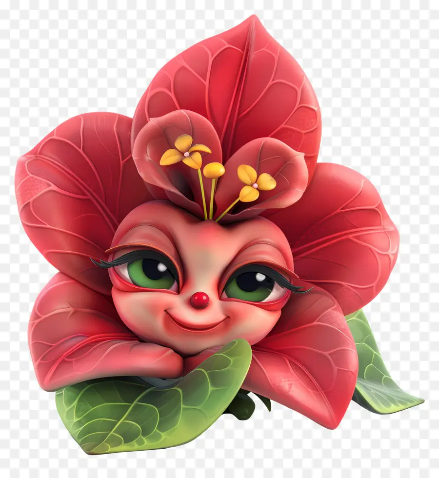 Flores De Desenhos Animados 3d，Flor Vermelha PNG