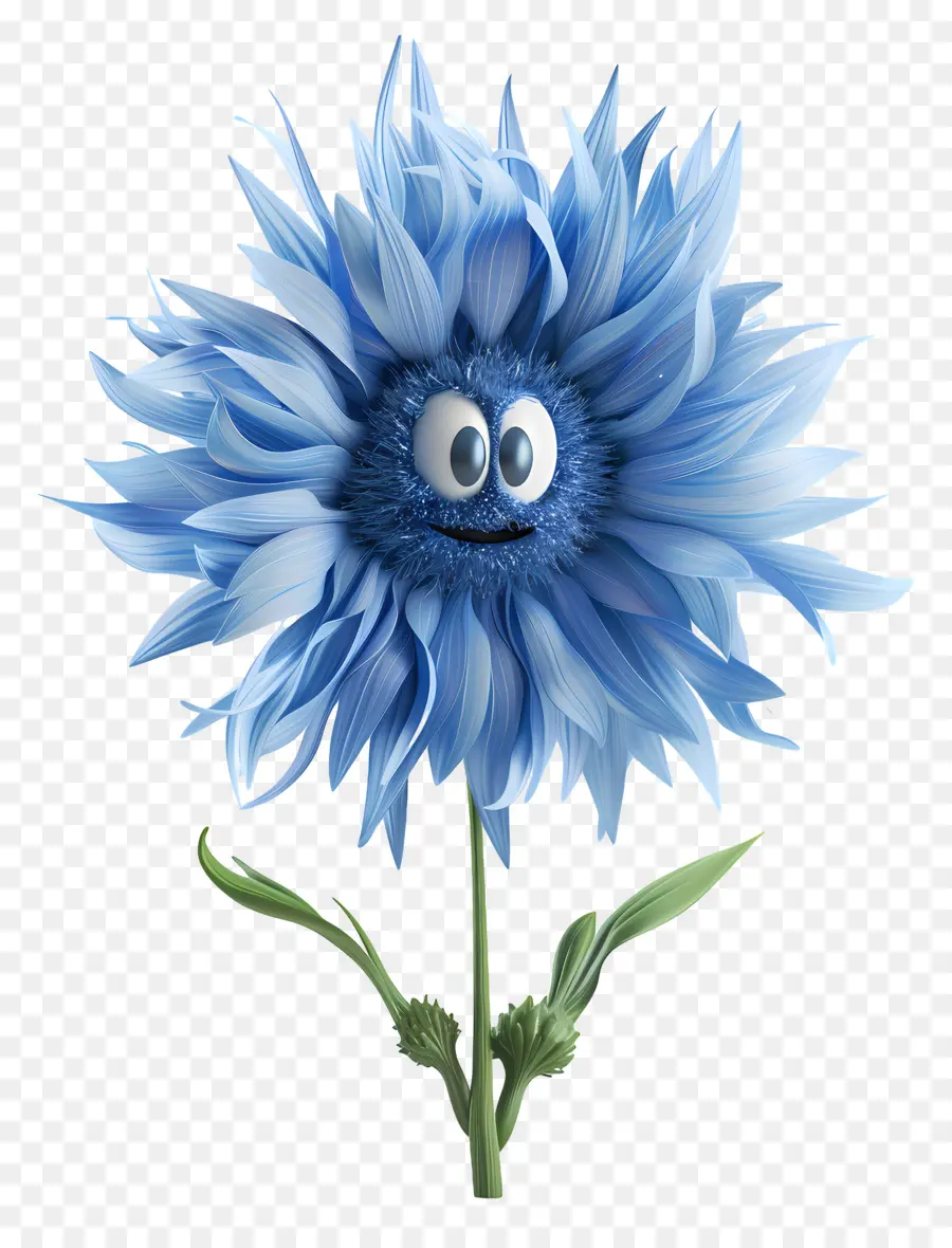 Flores De Desenhos Animados 3d，Flor Azul PNG