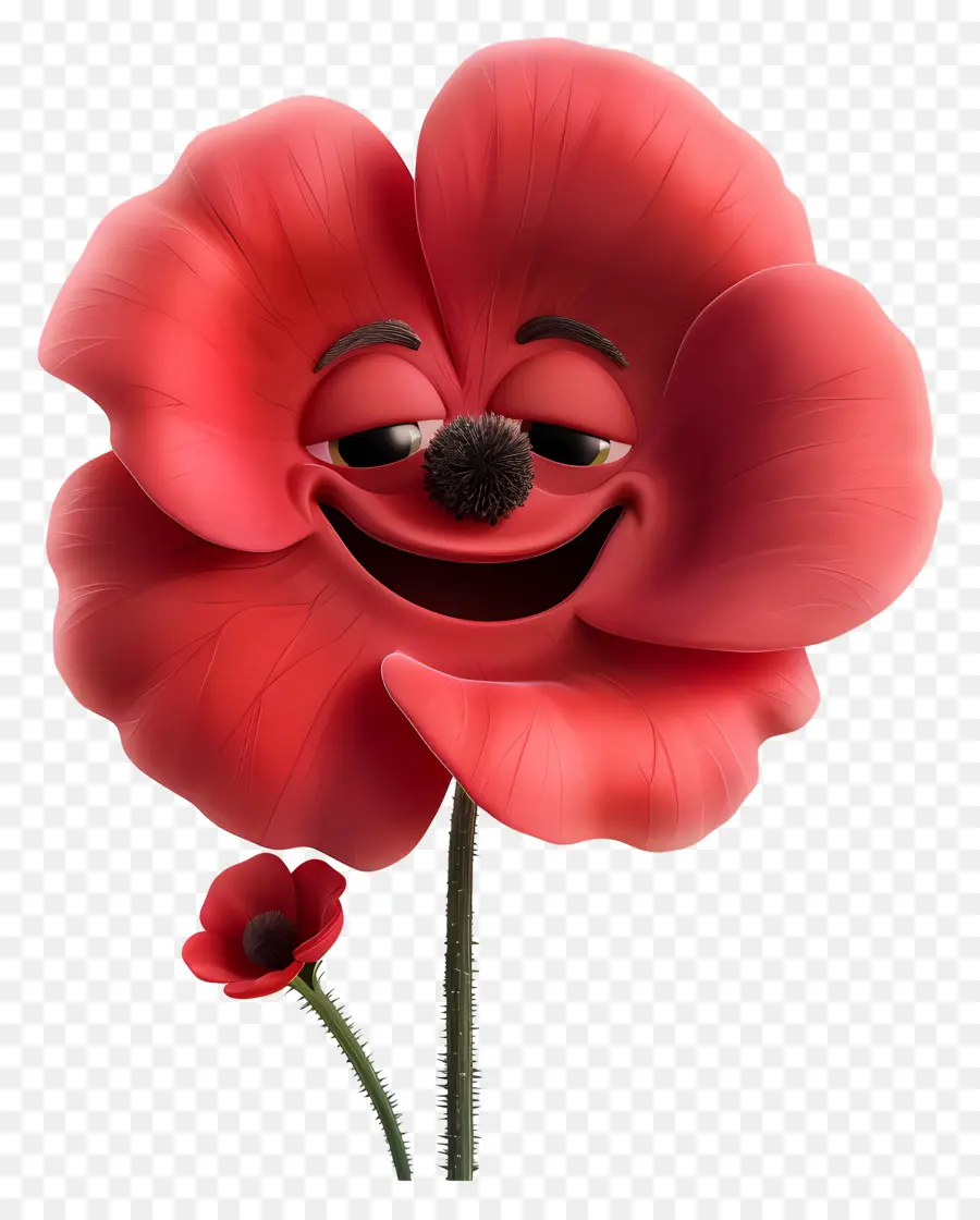 Flores De Desenhos Animados 3d，Papoula Vermelha PNG