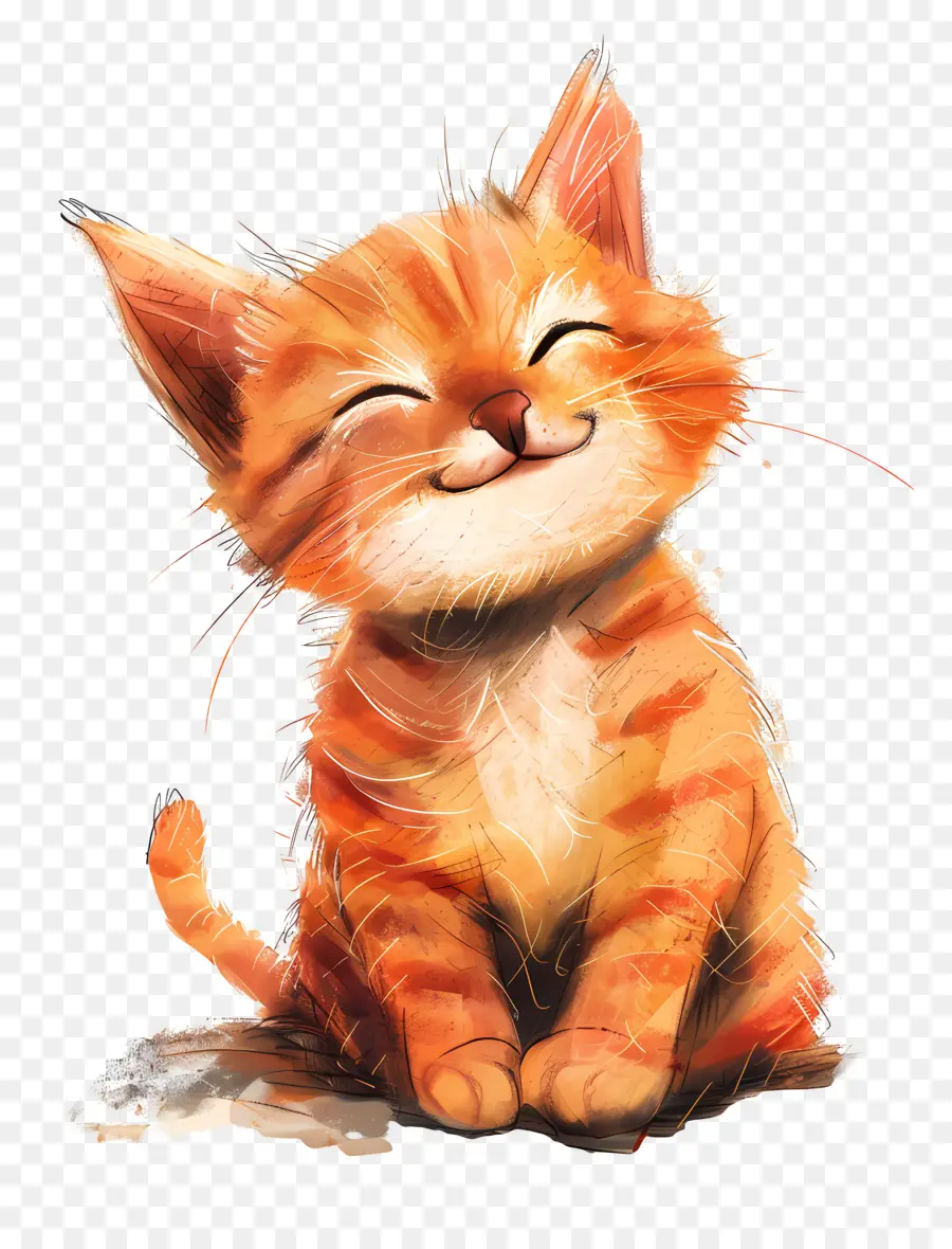 Happy Cat，Gato Laranja PNG