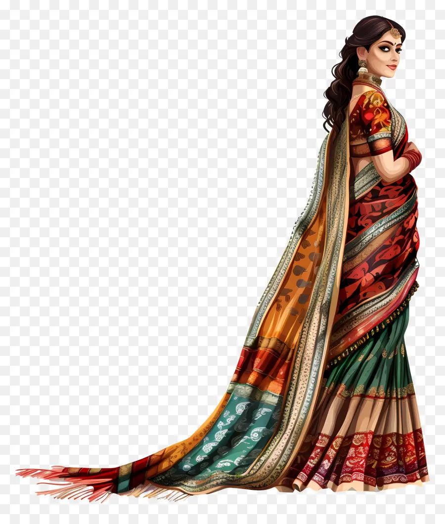 Saanjh Banarasi Saree，Vestido Tradicional PNG