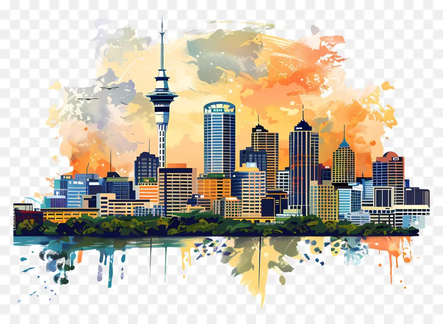 Auckland Skyline，Paisagem Urbana PNG