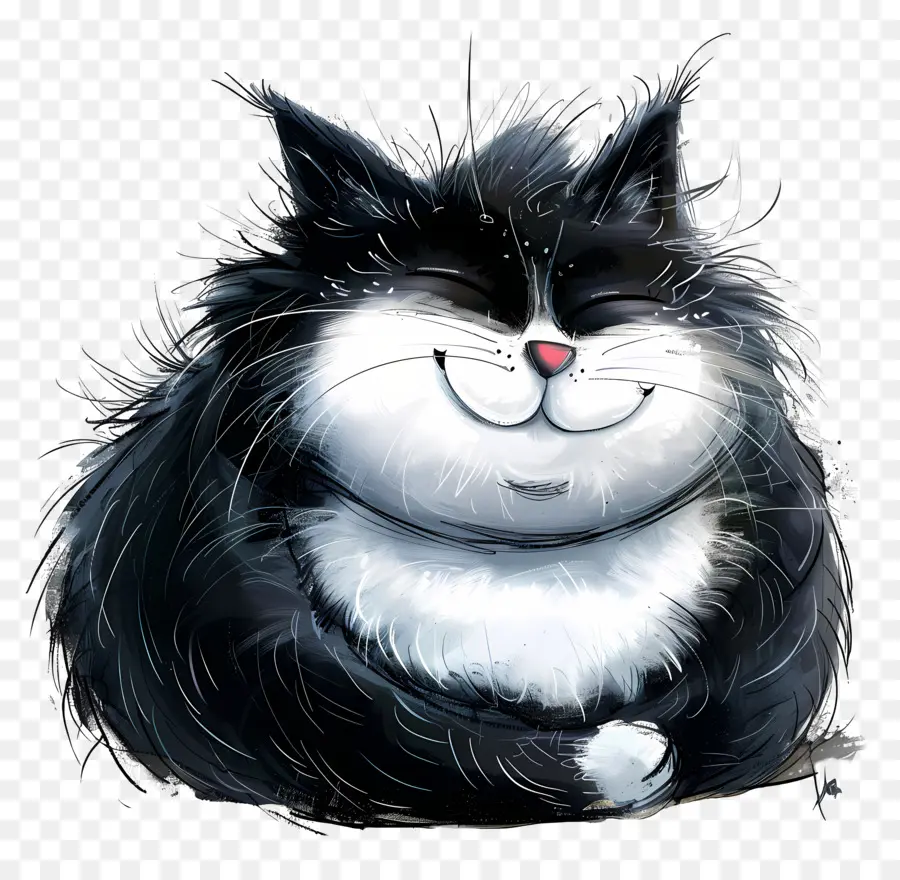 Gato Feliz，Gato Preto E Branco PNG