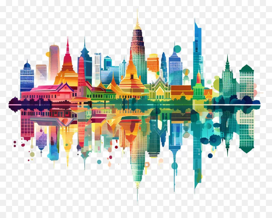 Skyline De Bangkok，O Horizonte Da Cidade PNG
