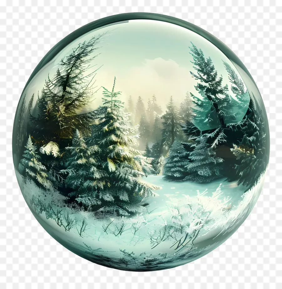 Bola De Natal，Floresta De Neve PNG
