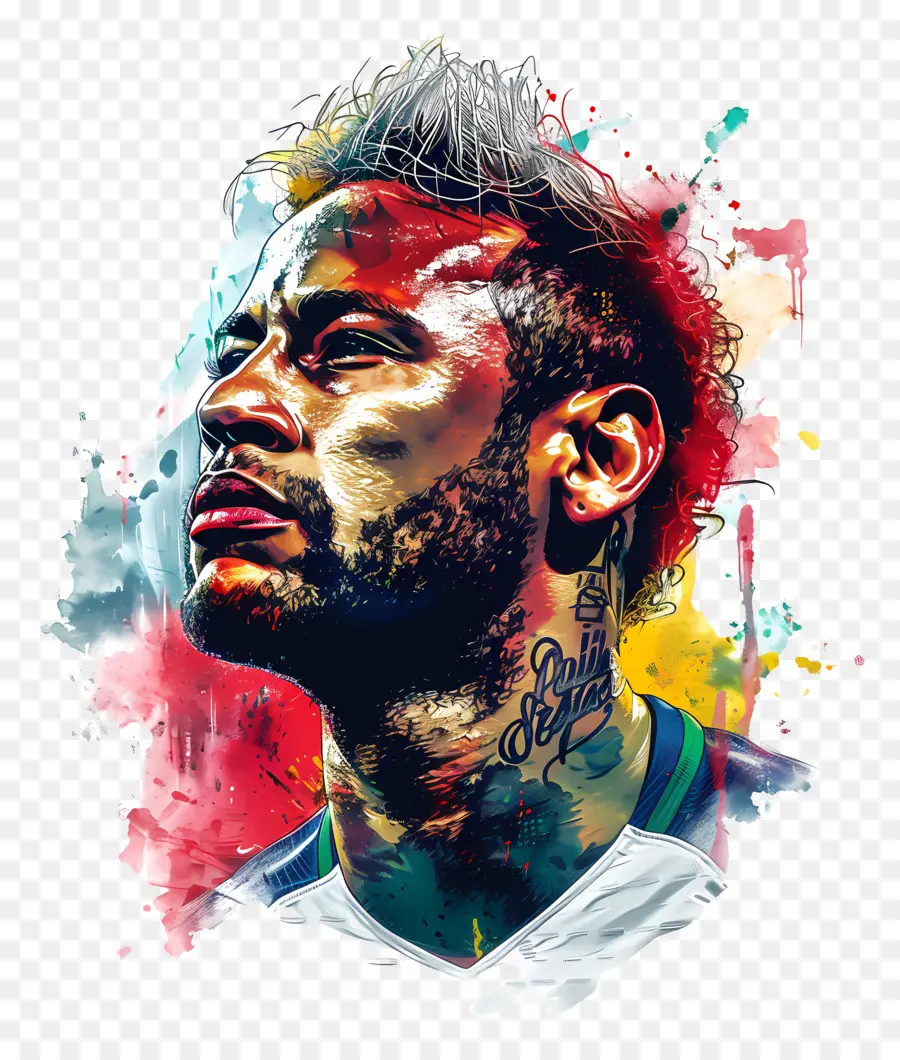 Neymar，Pintura De Retrato PNG