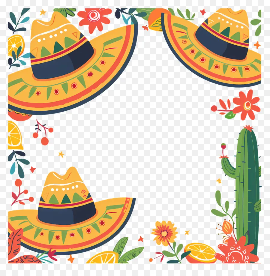 Cinco De Mayo，Floral Fronteira PNG