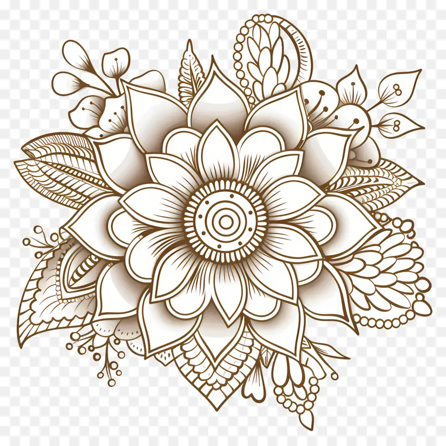 Flor De Design Mehndi，Desenho Floral PNG