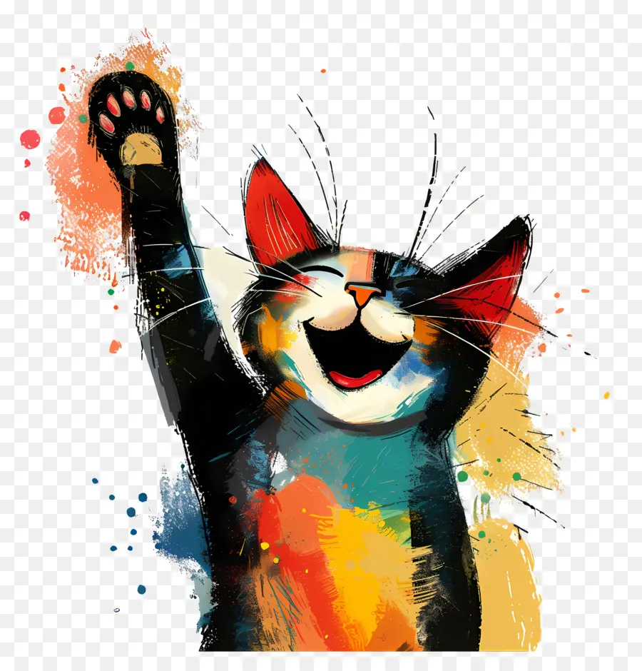 Happy Cat，Colorido Gato PNG
