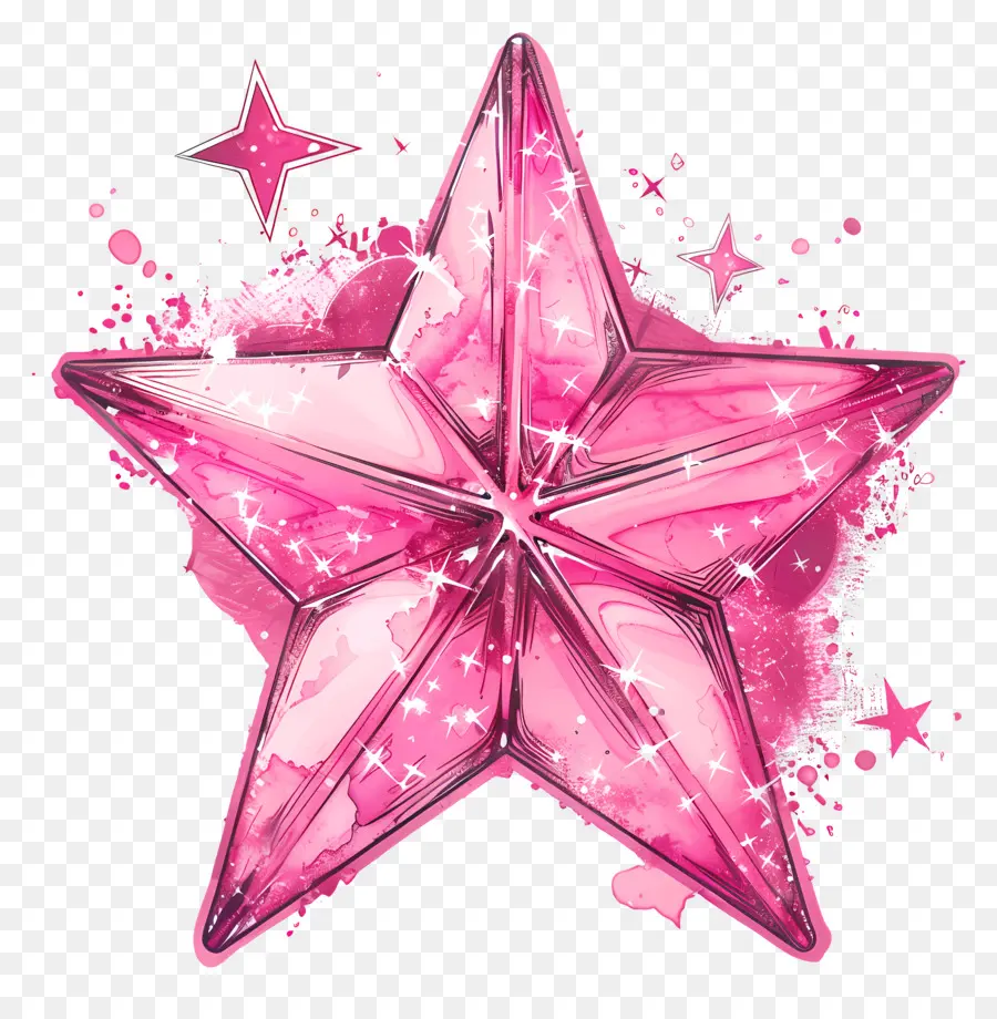 Estrela Brilhante Rosa，Cor De Rosa Estrelas PNG