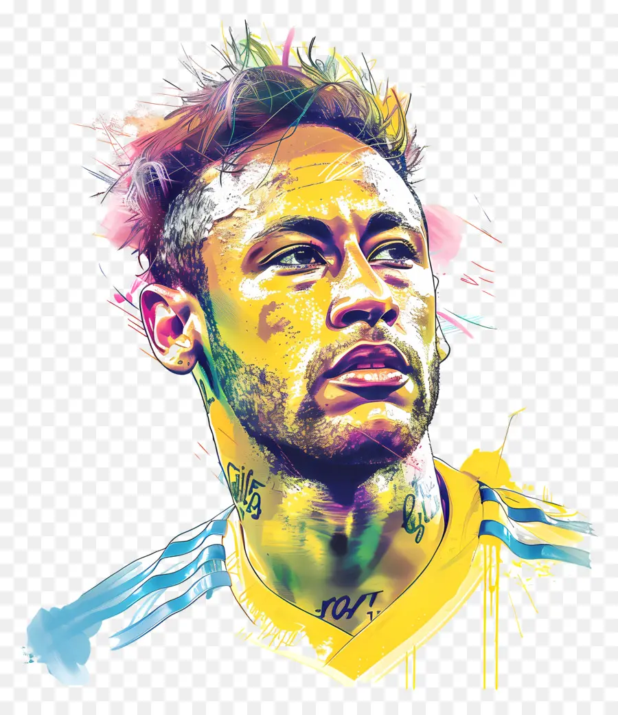 Neymar，Homem Com Fundo Colorido PNG