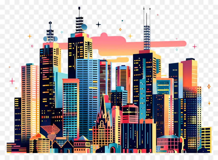 Skyline Da Cidade De Melbourne，Cidade Futurista PNG
