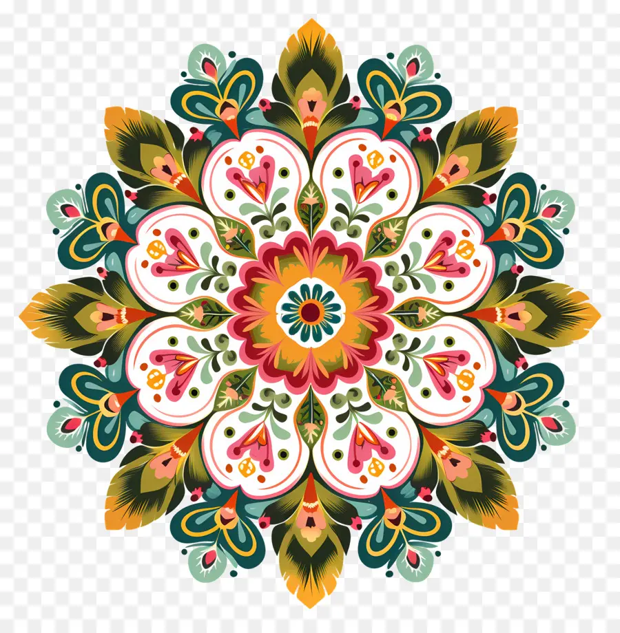 Flor Rangoli，Design Floral PNG