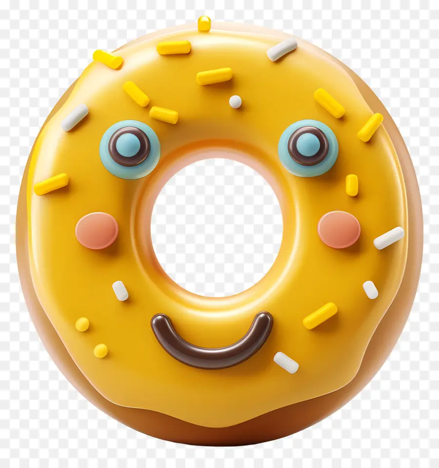 Sobremesa De Desenhos Animados 3d，Donut De Rosto Feliz PNG
