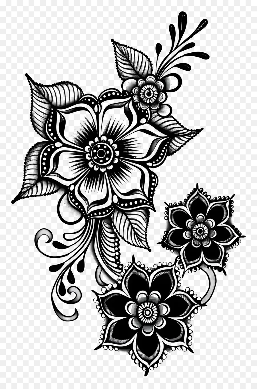 Mehndi Design Flor，Floral Padrão PNG