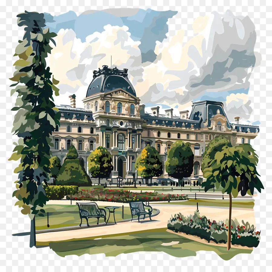 Jardins De Tuilerias，Pintura A óleo PNG